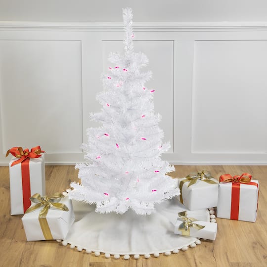 3Ft Pre-Lit Woodbury White Pine Slim Artificial Christmas Tree, Pink Lights By Northlight | 3 ft | Michaels®